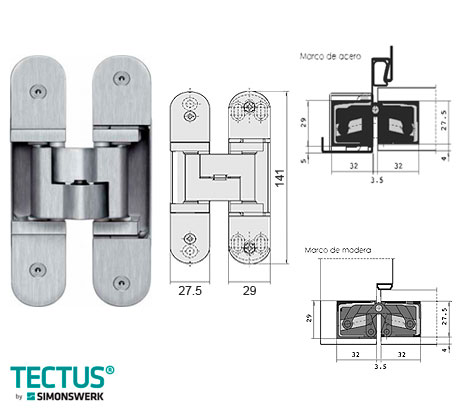 "BISAGRA OCULTA PARA PUERTAS PESADAS 60 KG": Herrajes Bralle