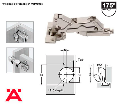 "BISAGRA CON ANGULO DE 175 HAFELE": Herrajes Bralle