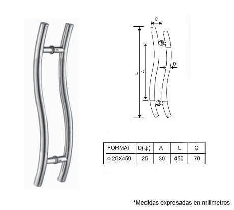 Regaño Kilómetros Majestuoso JALADERA INOX TUBULAR S": Herrajes Bralle